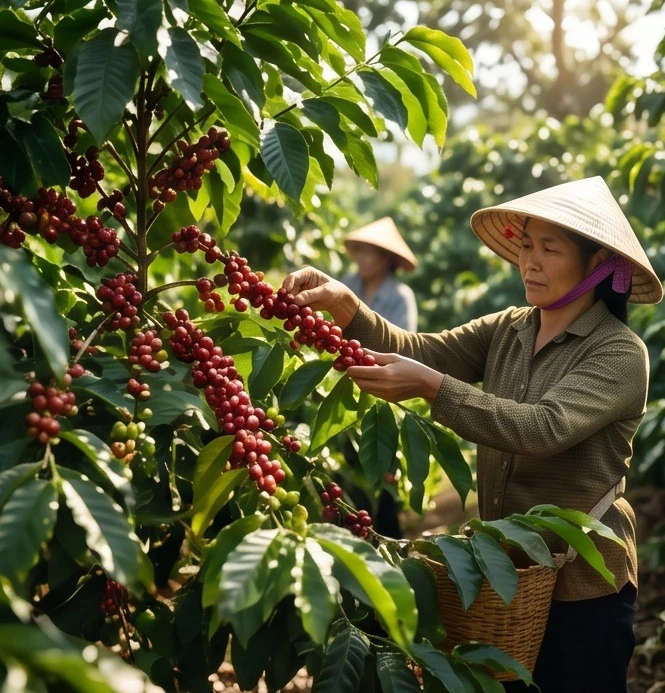 Chi phí nhân công thu hoạch là yếu tố then chốt trong cách tính giá cà phê tươi