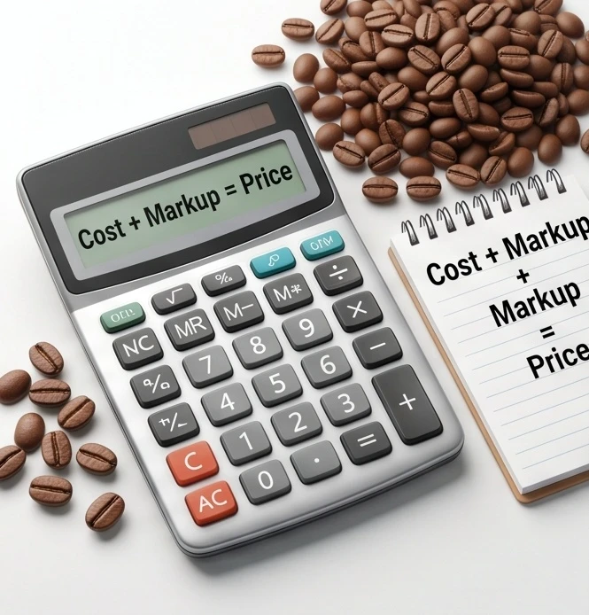 Bảng minh họa công thức cách tính giá cà phê tươi dựa trên giá nhân và chi phí